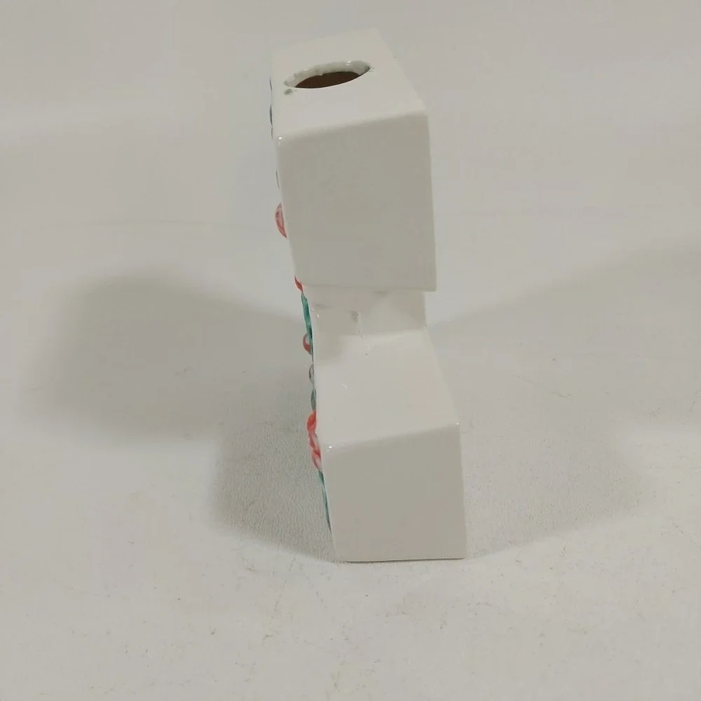 Vtg NOEL Letters Candle‎ Holder White Ceramic Raised Holly/Berries Replacement E